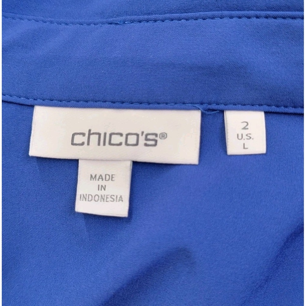 Chicos Dress Cinch Bubble Hem Shirt Size 2 / L Modern Sporty Chic Travel Cobalt - Picture 4 of 9